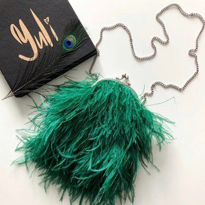 Ostrich Feather Clutch 7x8in